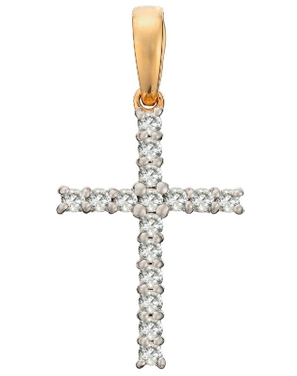 Billede af BNH kors vedhæng 12x16 mm 14kt 16 stk brill 0,21ct pi