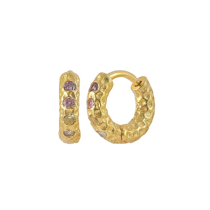 Billede af Hultquist Multi Florence Creoler sølv forgyldt farvede zirkoniasten