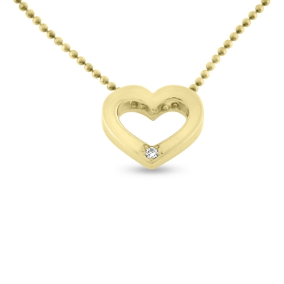 Billede af Vedhæng hjerte, brill. 0,02 w/vs. åbent massivt, 14 kt.