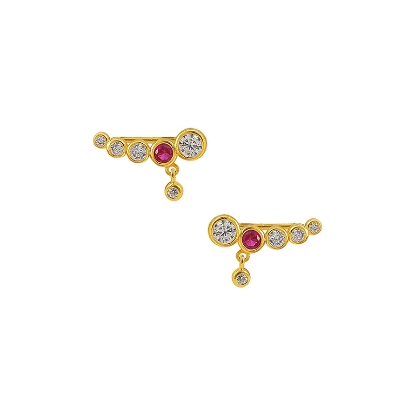 Billede af Hultquist Ruby croissant Ørering sølv forgyldt