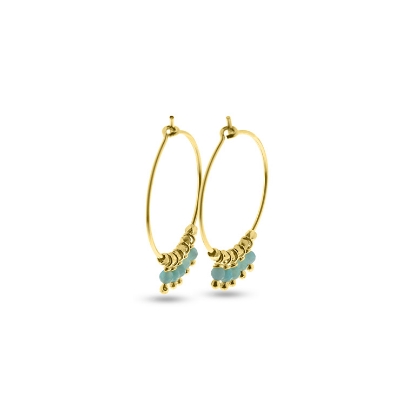 Billede af By Pind Colorful creoler sølv forgyldt med lys amazonit og led