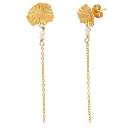 Billede af Hultquist Dagmar Chain øreringe forgyldt sølv m. ferskvandsperler