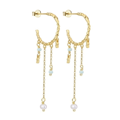 Billede af WiOGA Alfi øreringe forgyldt sølv m. perler