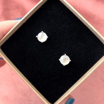 Billede af By Pind ørestik sølv med hvid zirkoniasten og grabber 7mm