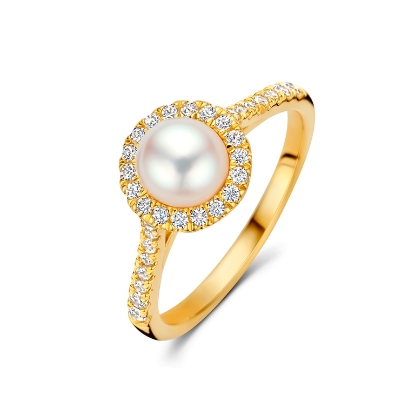 Billede af Spirit Icons Malibu Pearl ring forgyldt sølv m. fvp + cz (str. 48-64)
