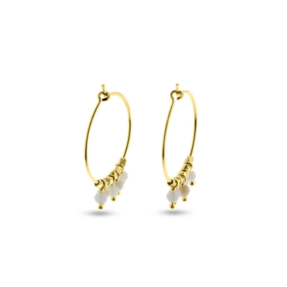 Billede af By Pind Colorful creoler sølv forgyldt med pink opal og led