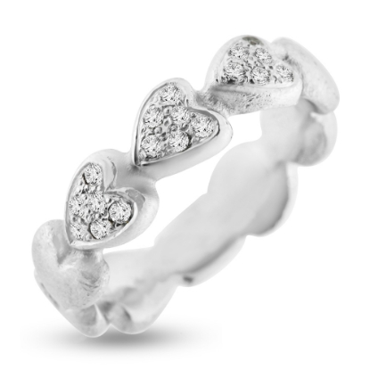 Billede af Ring hjerter 14 kt. hvg. priser fra