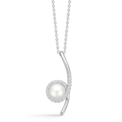 Billede af Mads Z "Kimberly" halskæde sølv m. hvid topas + kulturperle (40+5 cm)