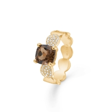 Billede af Mads Z "Fidelity" ring 14 kt. guld m. røgkvarts + 0,12 ct. brillanter (str. 54)
