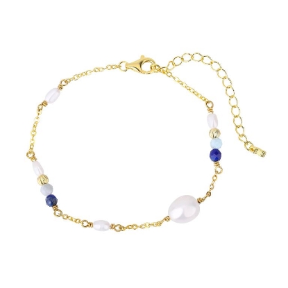 Billede af WiOGA Anabell armbånd forgyldt sølv m. perler (15,5-19 cm)