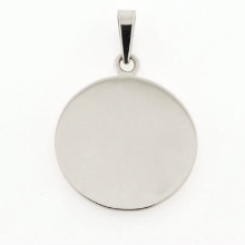 Billede af Vedhæng "tag" rund plade 15 mm. signet med øsken og kontra øsken 14 kt. hvg.