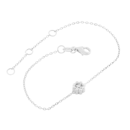 Billede af By Pind armbånd sølv rhodineret med blomst med zirkoniasten (15+3cm)
