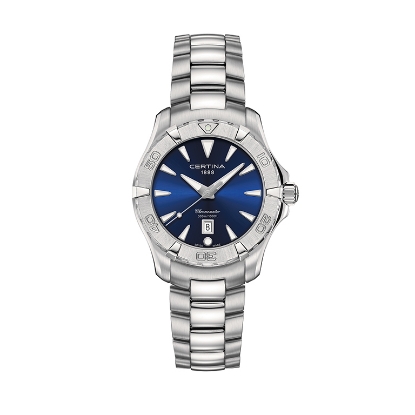 Billede af Certina DS Action dameur, stål, blå skive, safirglas, 300 meter, 34 mm