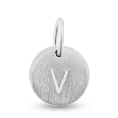 Billede af Vedhæng "tag" rund plade Håndslået bogstav 12 mm. signet, hul og kontra øsken 925s