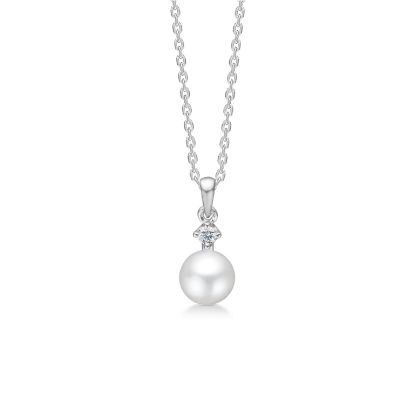 Billede af Mads Z "Crown Pearl" vedhæng 14 kt. hvidguld m. 0,04 ct. diamant + kulturperle (ekskl. kæde)