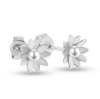 Billede af Ørestikker "Pearly Flowers" 14 karat hvidguld