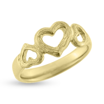 Billede af Ring "Hjertetrio" (hjertering) m. skinne forgyldt sølv