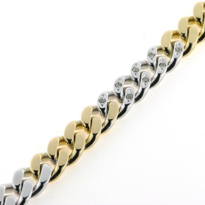 Vis detaljer for Armlænke, panser med gult og hvidt guld, 8* brill. a 0,01 w/vs.14 kt. Billede af Armlænke, panser med gult og hvidt guld, 8* brill. a 0,01 w/vs.14 kt.