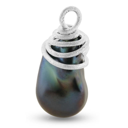 Billede af Vedhæng spiral af tråd barok fw. perle 26*16 mm. 925s 