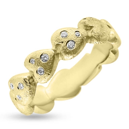Billede af Ring hjerter, brill. 3* 0,015, 3* 0,01, 3* 0,005 w/vs 14 kt. (hjertering)