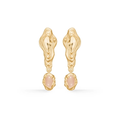 Billede af *Studio Z "Shell" øreringe forgyldt sølv m. rosa cz