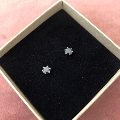 Billede af By Pind ørestikker sølv med sort zirkoniasten 5mm