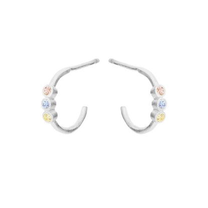 Billede af Susanne Friis Bjørner Creol sølv med zirkoniasten i gul, lyseblå og lyserød