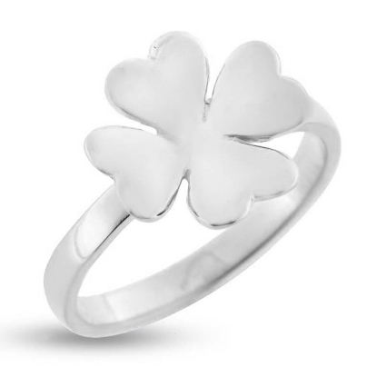 Billede af Ring firkløver 14 kt. hvidguld