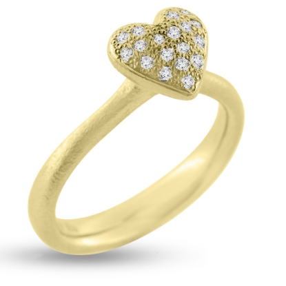 Billede af Ring hjerte, 18 brill. a 0,01 w/vs., massiv 14 kt. (hjertering)