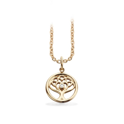 Billede af Vedhæng Livets Træ syn.zir. 12mm 8 kt. m/ sølvkæ