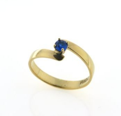 Billede af Ring forskudt, grabbe fatning 3,5 m/m. syn. sten 8 kt.