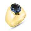 Billede af Ring m. oval ægt. sten luk. bund 14 kt..