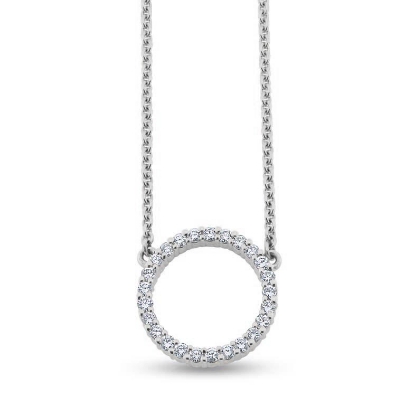 Billede af Cirkel Halskæde 14 kt. hvidguld 25 brill. á 0,03 w/vs, 24 mm dia.