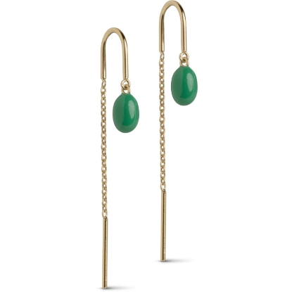 Billede af ENAMEL Copenhagen Eleanor Grass Green øreringe forgyldt sølv m. emalje