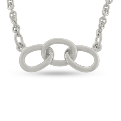 Billede af Halskæde med fast vedh. loge kædeled br. 25,5 mm. 14 kt. hvidguld, 50 cm.