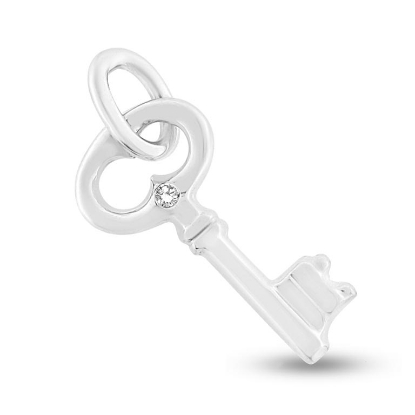 Billede af Vedhæng nøgle, 2 brill. a 0,01 w/vs. 19 mm.  massiv 14 kt. hvg.