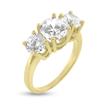 Billede af Rækkering i forgyldt sølv med 3 zirkoniasten