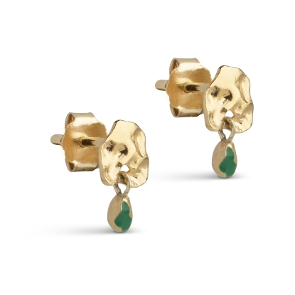 Billede af ENAMEL Copenhagen Mio Grass Green øreringe forgyldt sølv