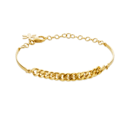 Billede af *Susanne Friis Bjørner Armbånd sølv forgyldt fast stykke med 5 mm panser i midten