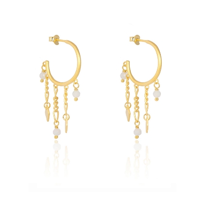 Billede af WiOGA Petrea øreringe sølv forgyldt halvædelsten og kæder