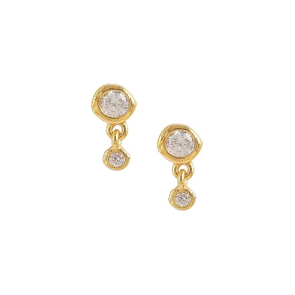 Billede af Hultquist Ellie Ørestikker sølv forgyldt med hvide zirkoniasten
