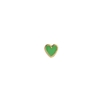 Billede af STINE A ørestik Petit Love Heart forgyldt sølv grass green emalje (1 stk)