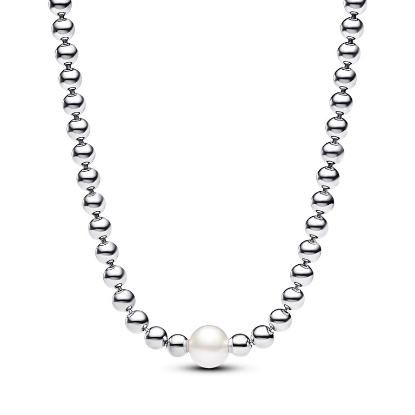 Billede af Pandora Kuglehalskæde med ferskvandsperle sølv (45 cm)