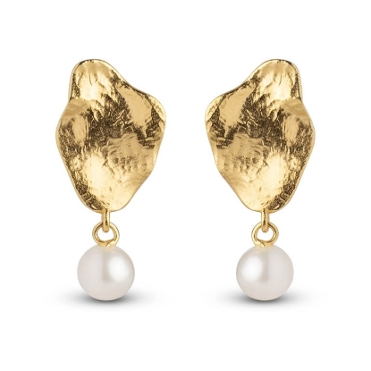 Billede af ENAMEL Copenhagen Caia Small øreringe forgyldt sølv m. fvp