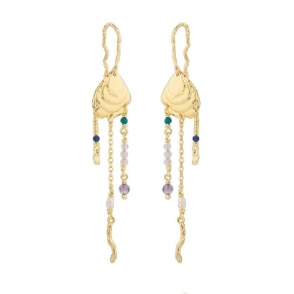 Billede af WiOGA Anne Sofia øreringe forgyldt sølv m. perler + sten