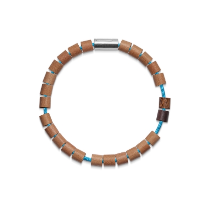 Billede af Mads Z Black Sun "Tofino" armbånd sølv lås, turkis nylon