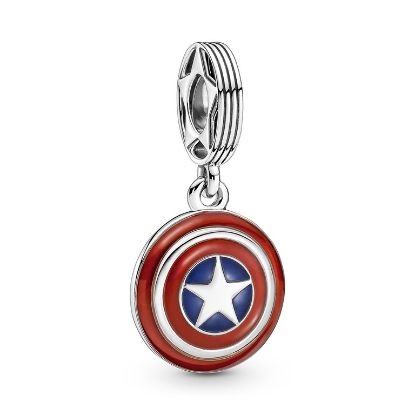 Billede af Pandora MARVEL Captain Americas Skjold charm sølv m. emalje