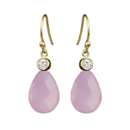 Billede af Susanne Friis Bjørner ørehængere forgyldt sølv m. lyserød krystal og zirconia