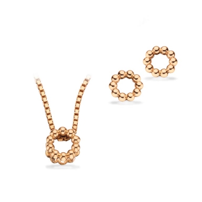 Billede af Sæt ørepynt/vedhæng cirkel 8 kt. m/ sølvkæde