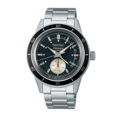 Billede af *Seiko Presage Automatic herreur stållænke sort urskive 5bar 41mm